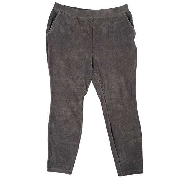 Lands End Pants Womens Size L Gray Pull On Corduroy Casual Minimal Comfort Soft - Picture 1 of 11